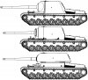 Машины на базе танка Т-100: 1. T-100-X (по первоначальному проекту), 2. T-100-Y (СУ-100Y) 3. 
