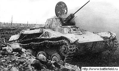 A knocked out T-60. Leningradsky Front. 1943